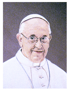 Embroidered portrait of Pope Francis